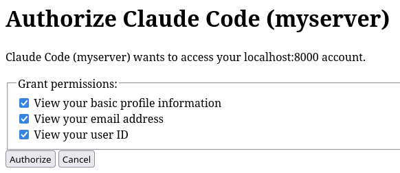 OIDC authorization screen showing permission grants